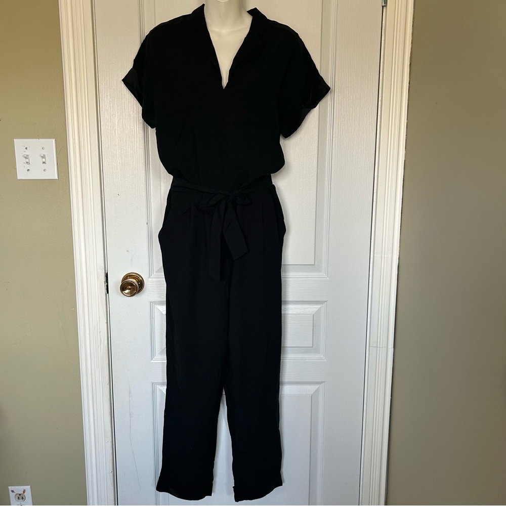 Zara Basic Black Short-Sleeve Jumpsuit Women Small